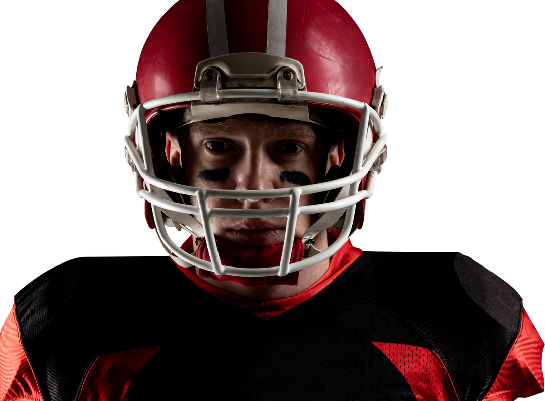 Strong American Football Player Wearing Helmet Isolated on Transparent Background - Download Free Stock Images Pikwizard.com