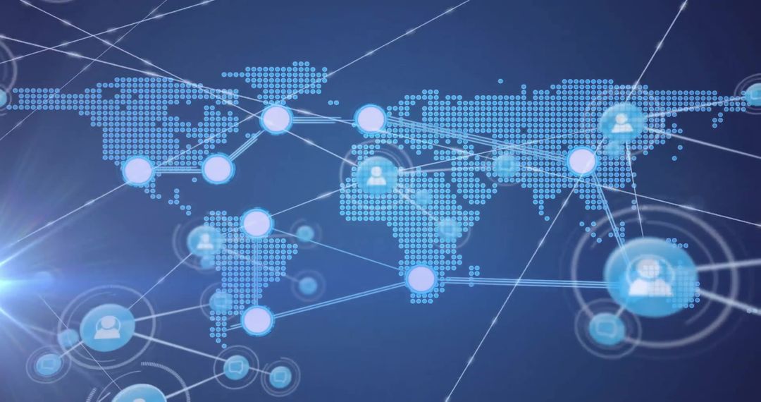 Global Network Communication and Data Transfer Over World Map
