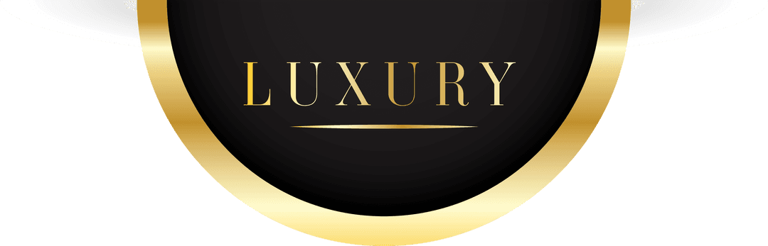 Elegant Black and Gold Luxury Sign on Transparent Background