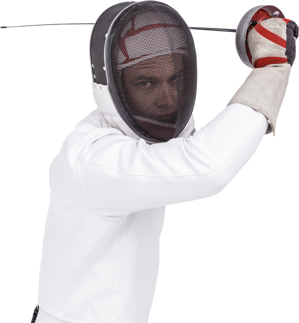 Transparent Background of Athlete in Fencing Suit Yielding Sword - Download Free Stock Images Pikwizard.com