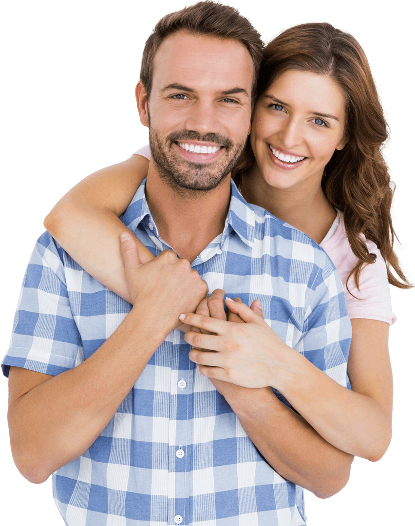 Transparent Background of Smiling Couple Embracing