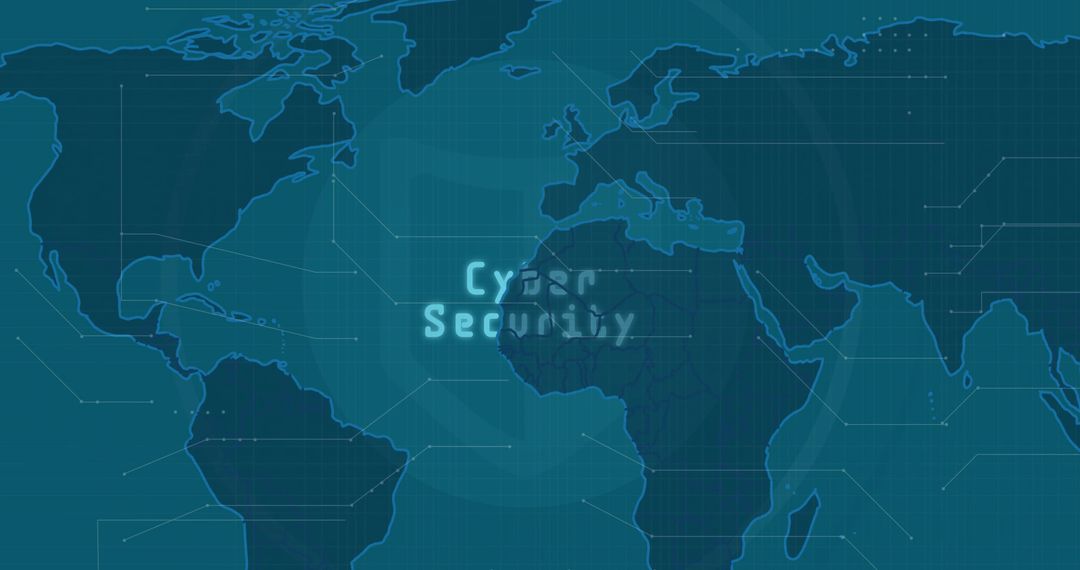 World Map Highlighting Cyber Security on Digital Network