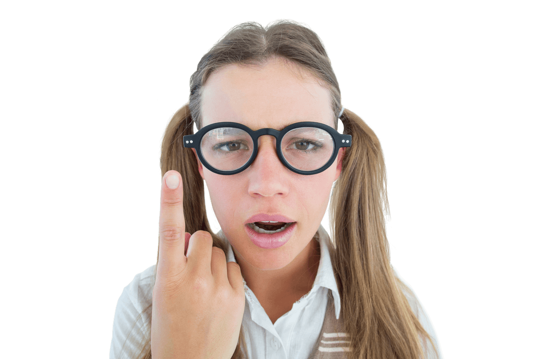 Transparent Scene of Geeky Female Hipster with Confused Expression