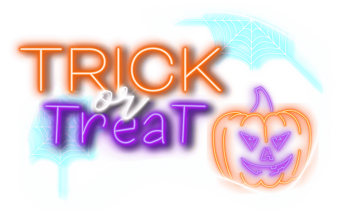 Neon Trick or Treat Transparent Halloween Design with Pumpkin - Download Free Stock Images Pikwizard.com