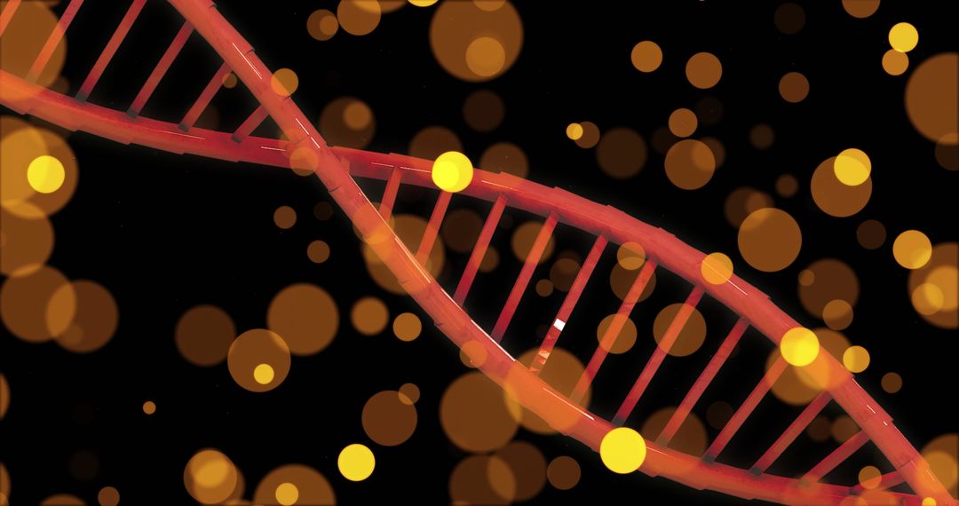 Digital DNA Helix with Bokeh Lights on Dark Background