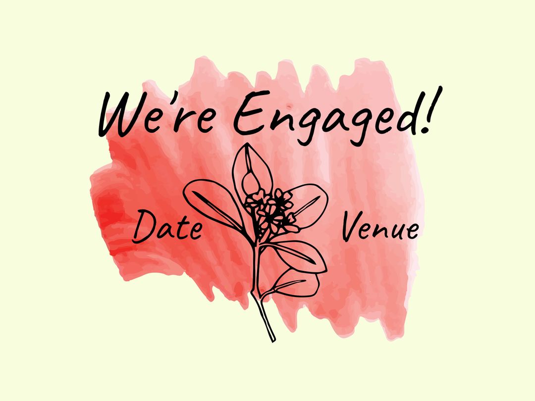 Romantic Engagement Announcement with Floral Design - Download Free Stock Templates Pikwizard.com