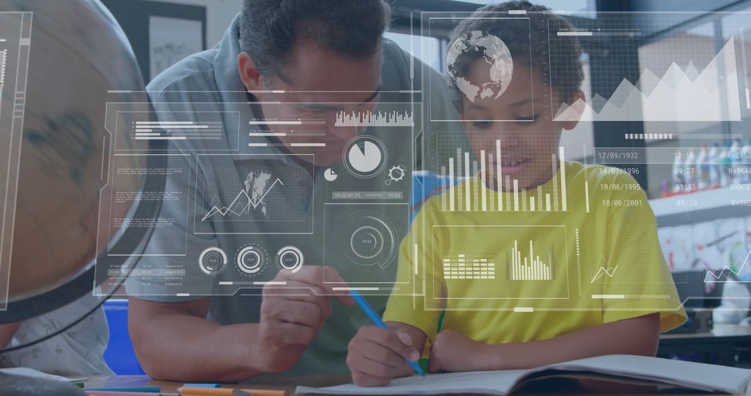 Teacher Guiding Student with Virtual Data Elements Overlay