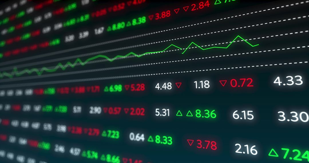 Digital Stock Market Display with Interactive Graphs and Numbers