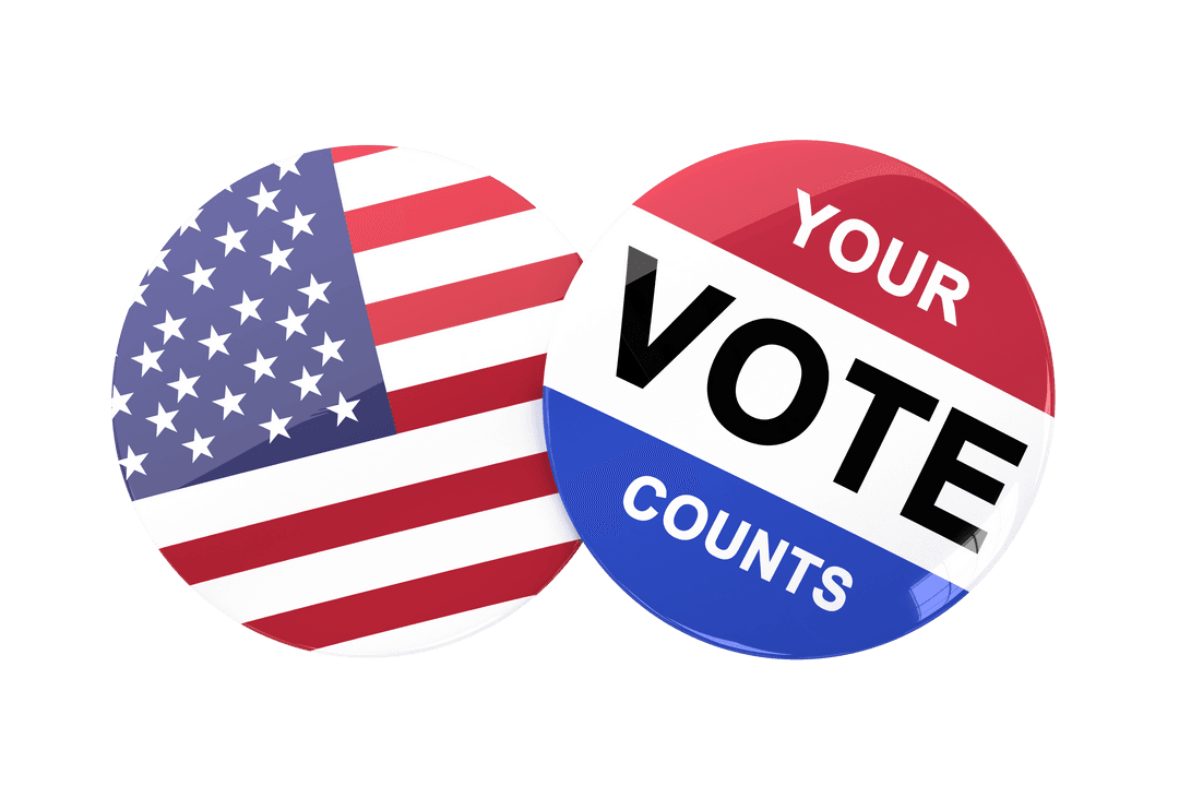 Transparent USA Flag and Voting Badge for Elections