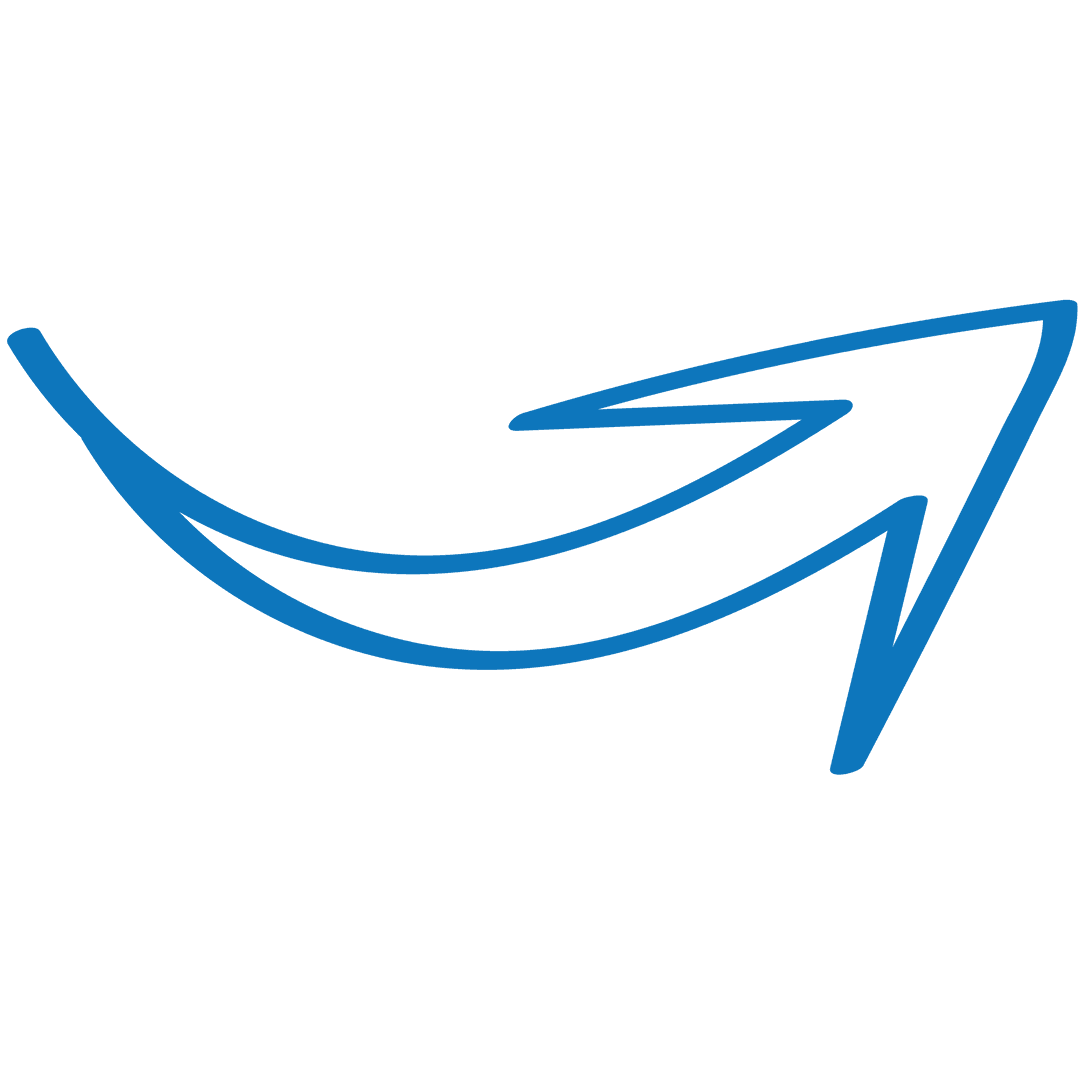 Curved Blue Arrow Illustration Isolated on Transparent Background