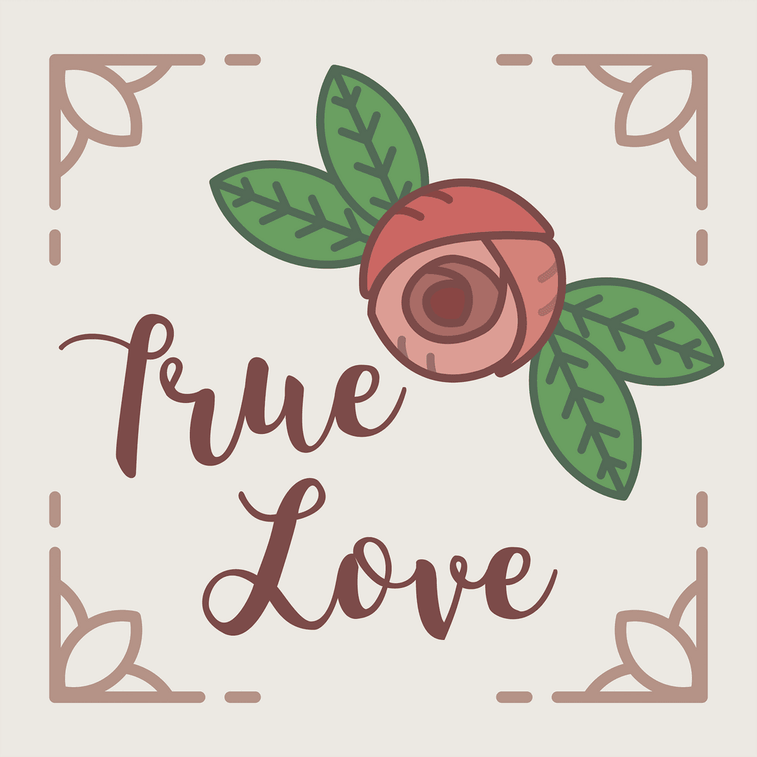 True Love Handwritten Typography on Transparent Background