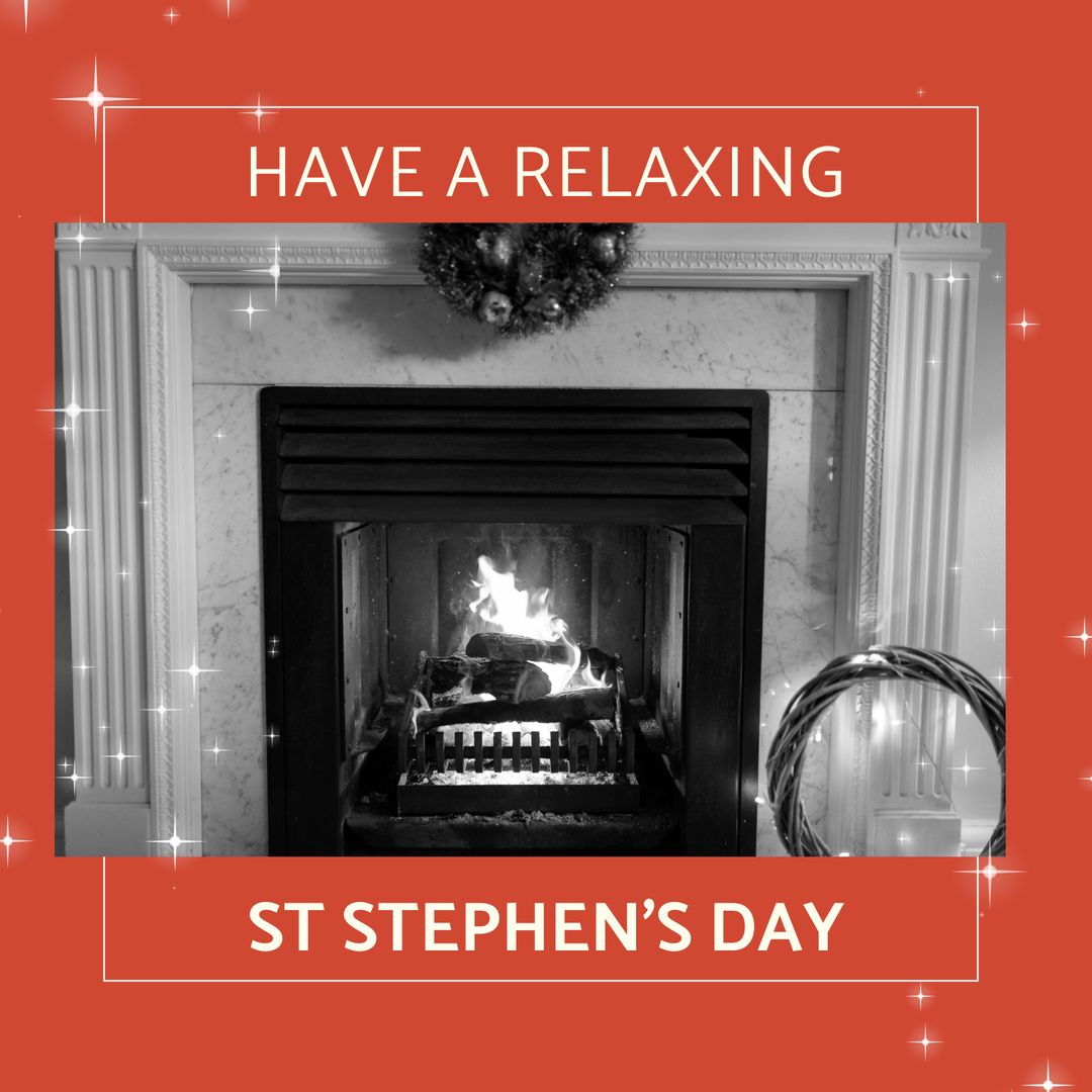 St Stephen's Day Relaxation with Cozy Fireplace and Festive Decorations - Download Free Stock Templates Pikwizard.com