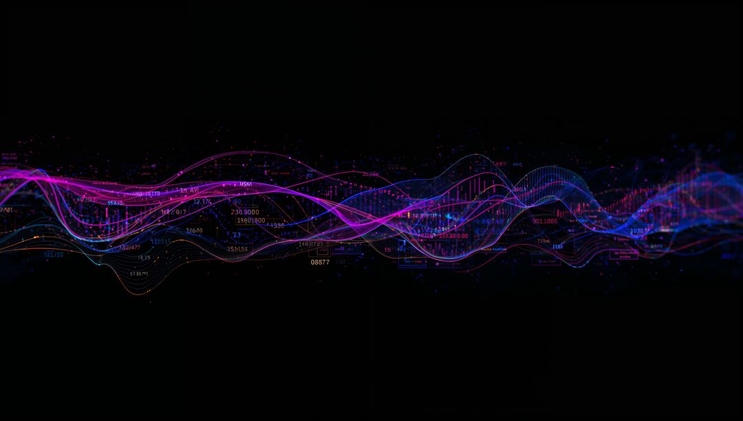Futuristic Neon Waveforms on Dark Digital Canvas