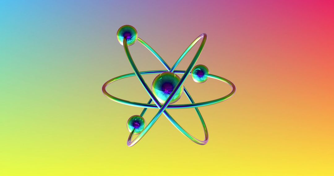 Colorful 3D Atom Model on Gradient Background Representing Science and Technology - Free Images, Stock Photos and Pictures on Pikwizard.com