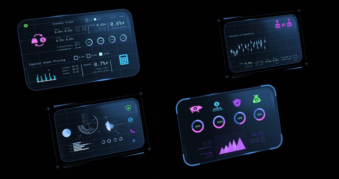Digital Financial Dashboards Showcasing Data Analytics and Growth Metrics