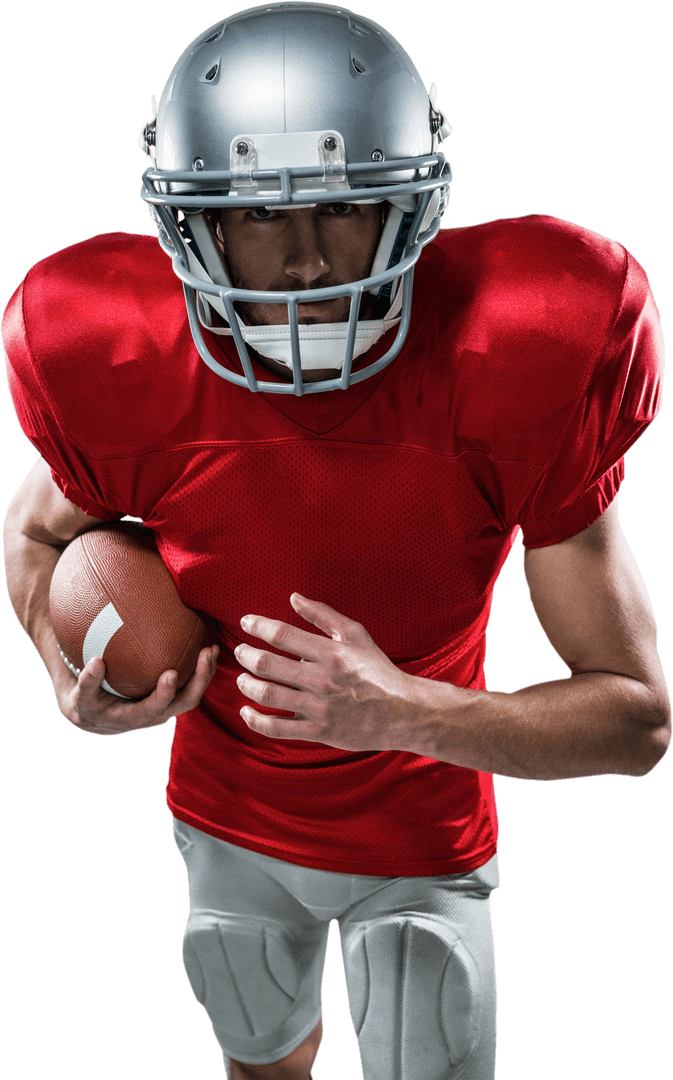 Confident American Football Player in Transparent Action Pose