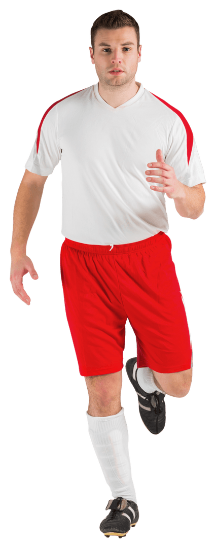 Transparent Football Player in Action Wearing Red and White