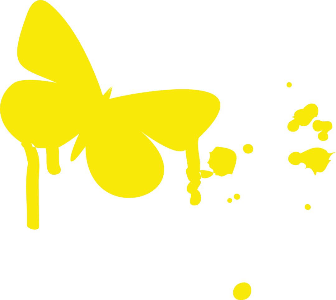 Graffiti Style Butterfly Dripping Paint on Transparent Background
