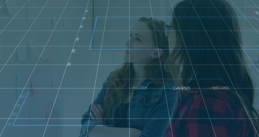 Colleagues Analyzing Plans with Digital Overlay