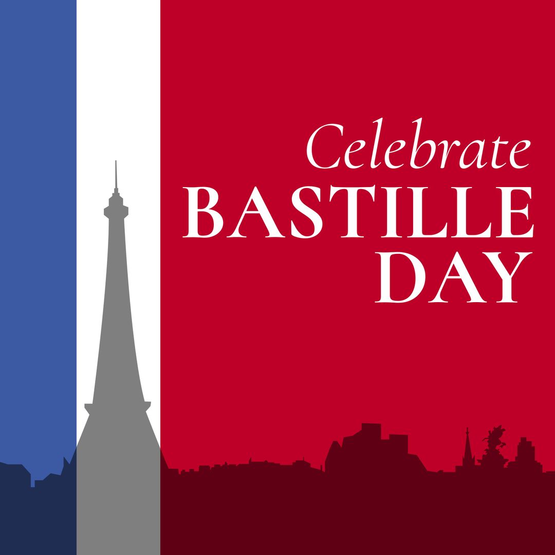 Celebrate Bastille Day with Eiffel Tower Silhouette and French Flag