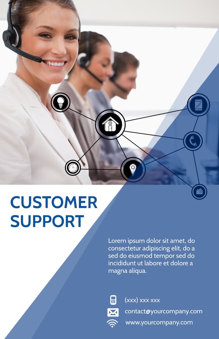 Smiling Customer Support Representatives Promoting Service Excellence - Download Free Stock Templates Pikwizard.com