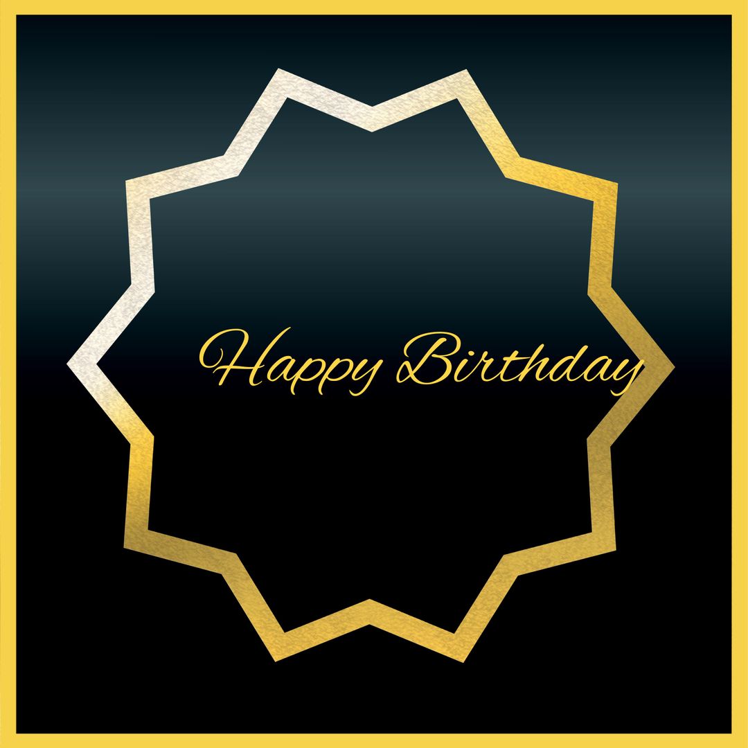 Elegant Golden Geometric Happy Birthday Card on Dark Background - Download Free Stock Templates Pikwizard.com