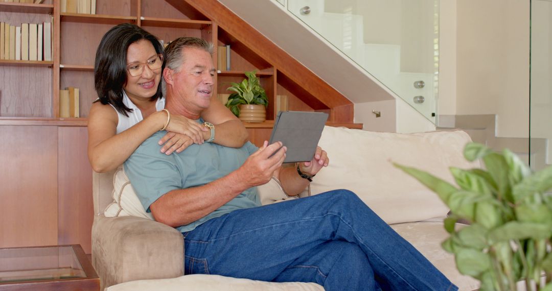 Couple Enjoying Quality Time Together in Cozy Living Room Setting