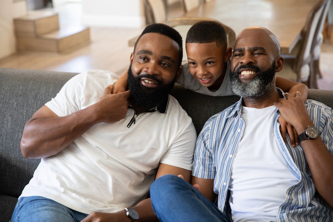 Happy Multigenerational African American Family Relaxing at Home