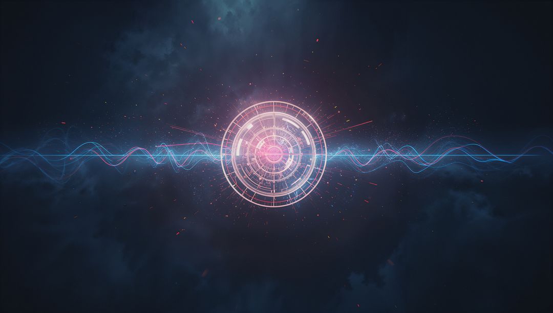 Futuristic Holographic Circular Interface with Neon Waveform