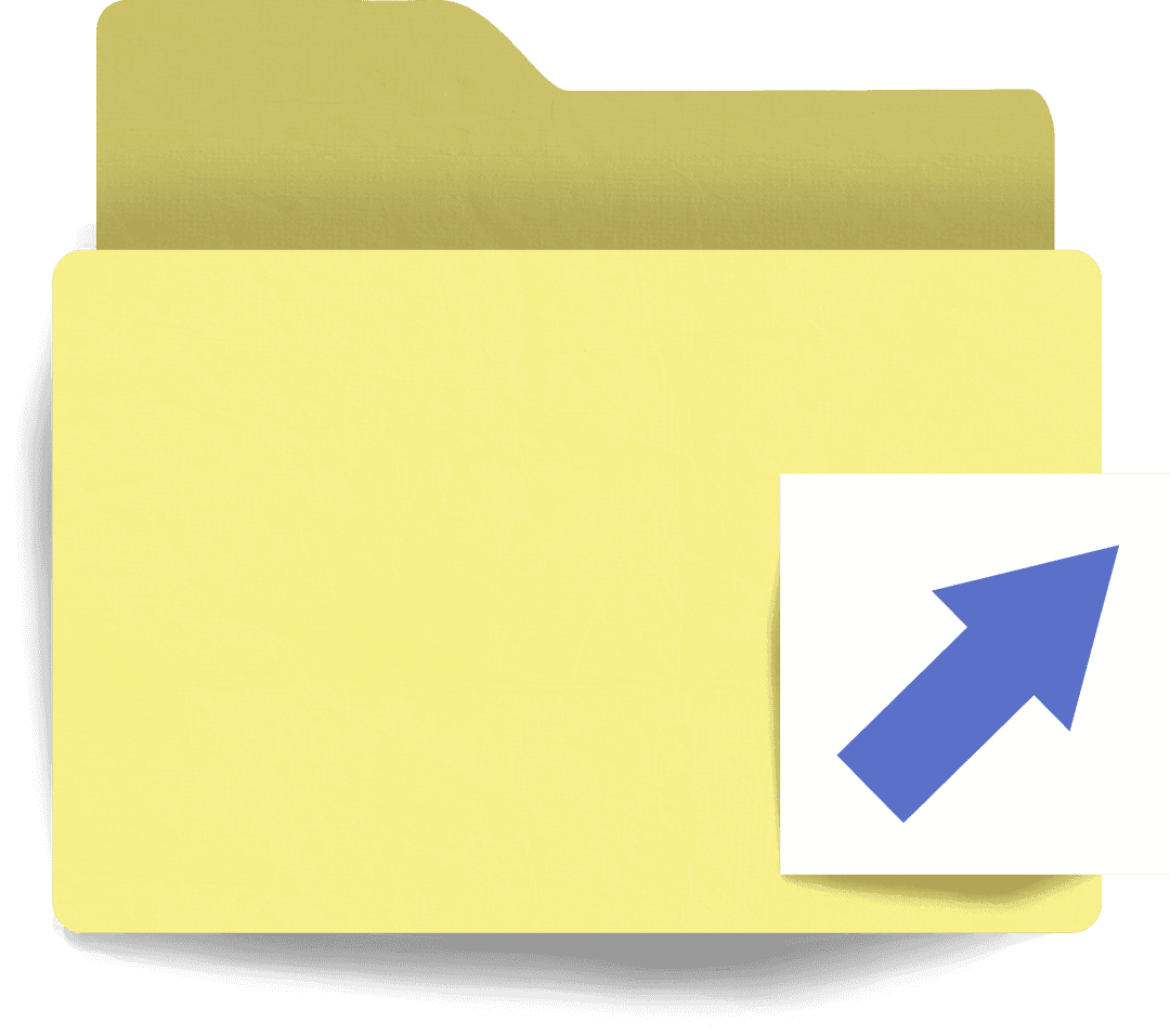 Transparent Folder Icon with Blue Upward Arrow