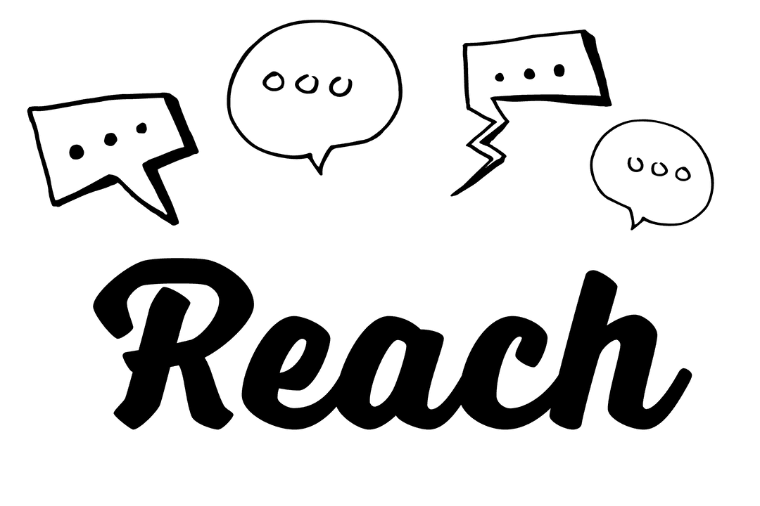 Digital Reach Text with Speech Bubbles on Transparent Background