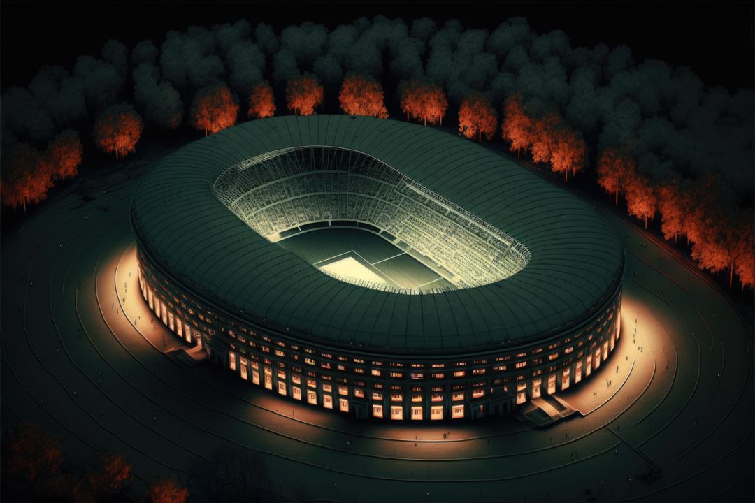 Football stadium with lights and trees created using generative ai technology - Free Images, Stock Photos and Pictures on Pikwizard.com