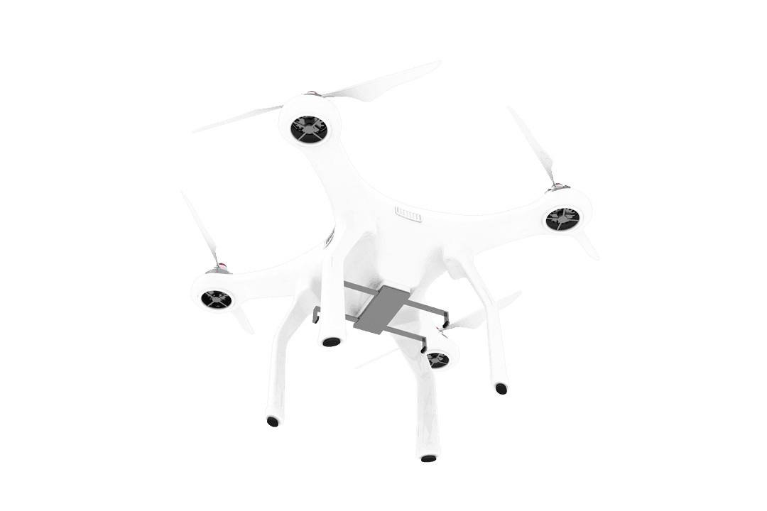 White Drone with Package on Transparent Background, Technology Concept