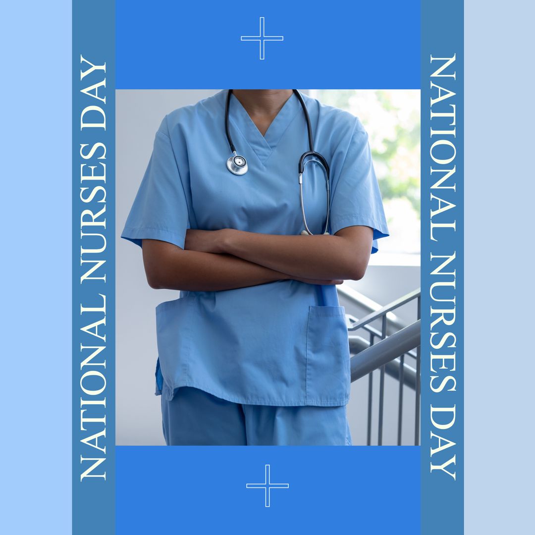 National Nurses Day Celebration with Biracial Female Nurse - Download Free Stock Templates Pikwizard.com