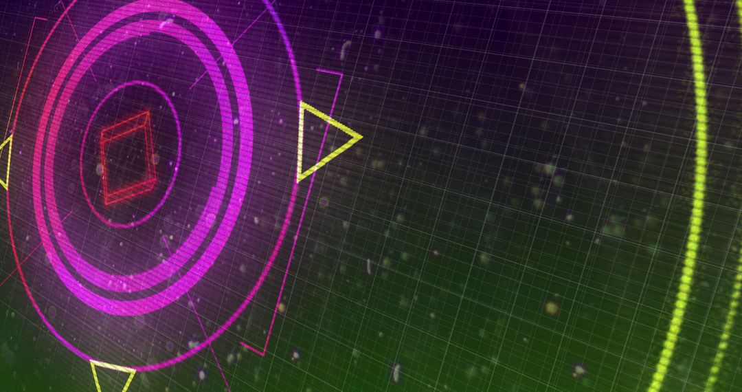 Futuristic Digital Interface with Neon Target Markers on Grid