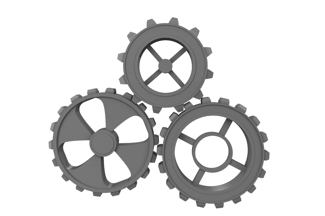Grey Digital Cogs on Transparent Background: Industry Workflow Concept