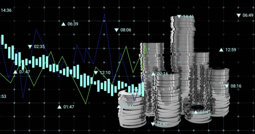 Silver Coins with Financial Data and Stock Market Analysis