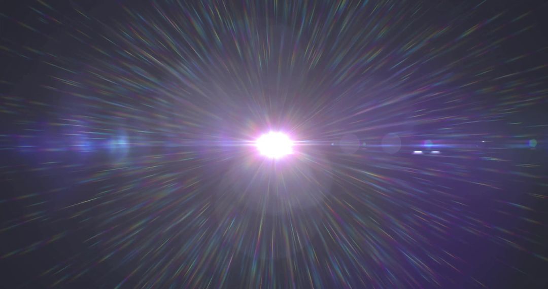 Bursting Light Trails with Radiating Beams on Dark Background