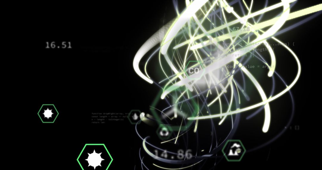 Vibrant Tech Concept Featuring Eco Icons and Neon Lights