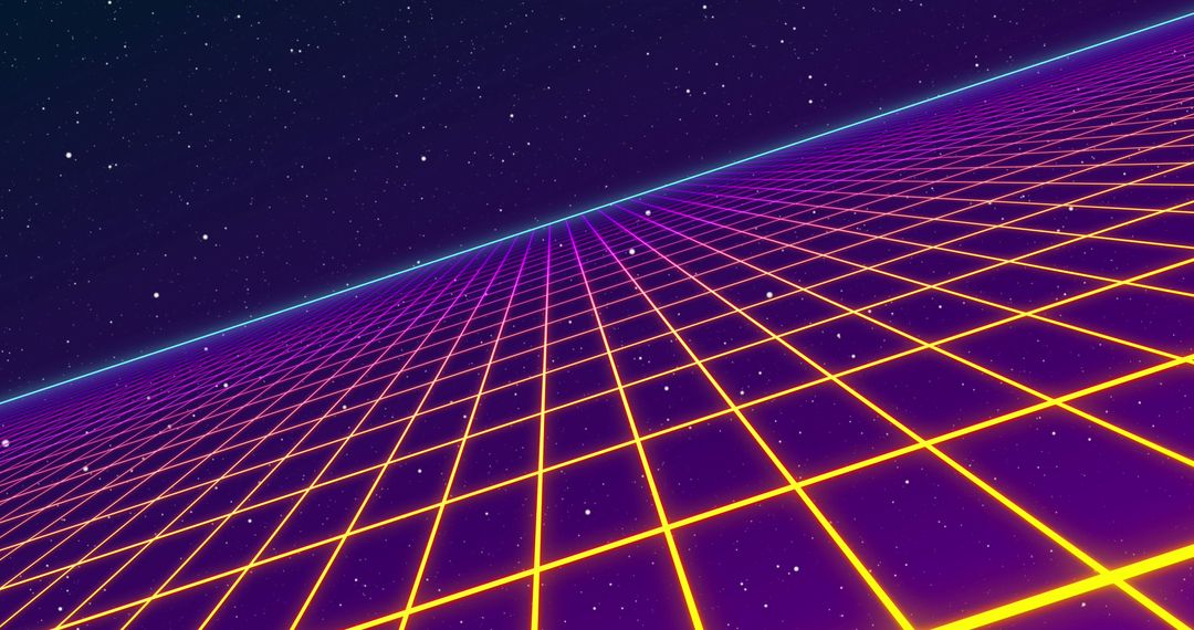 Retro Futuristic Grid in Outer Space Setting