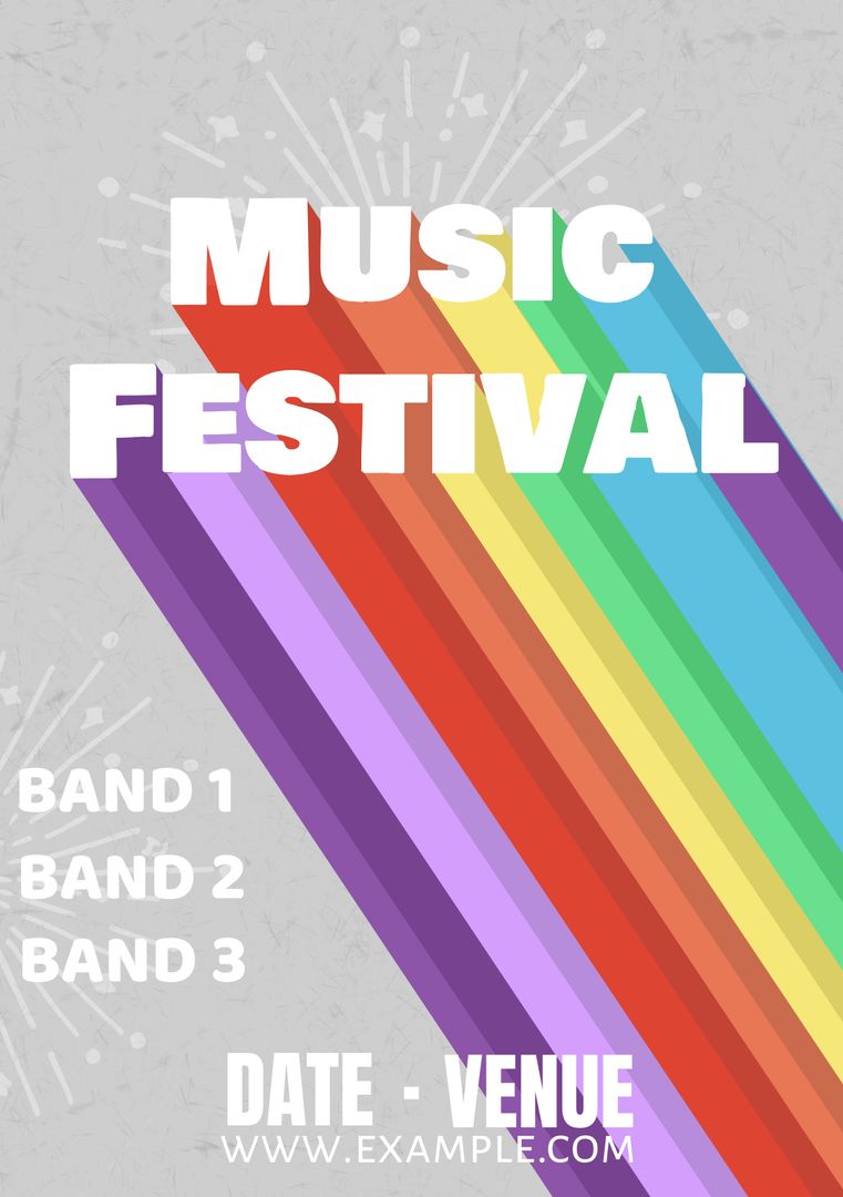Rainbow-Themed Music Festival Poster with Bold Typography