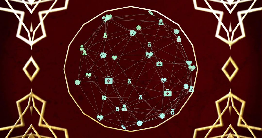 Global Network Connections with Data Symbols on Creative Background
