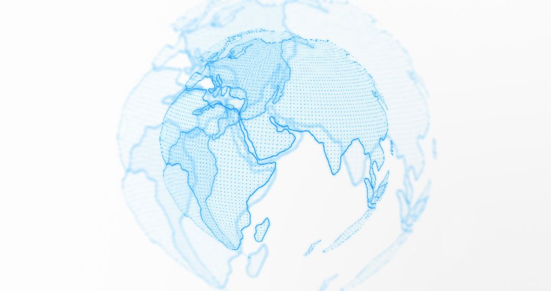 Digital Blue Wireframe Globe Rotating Illustrating Global Connections