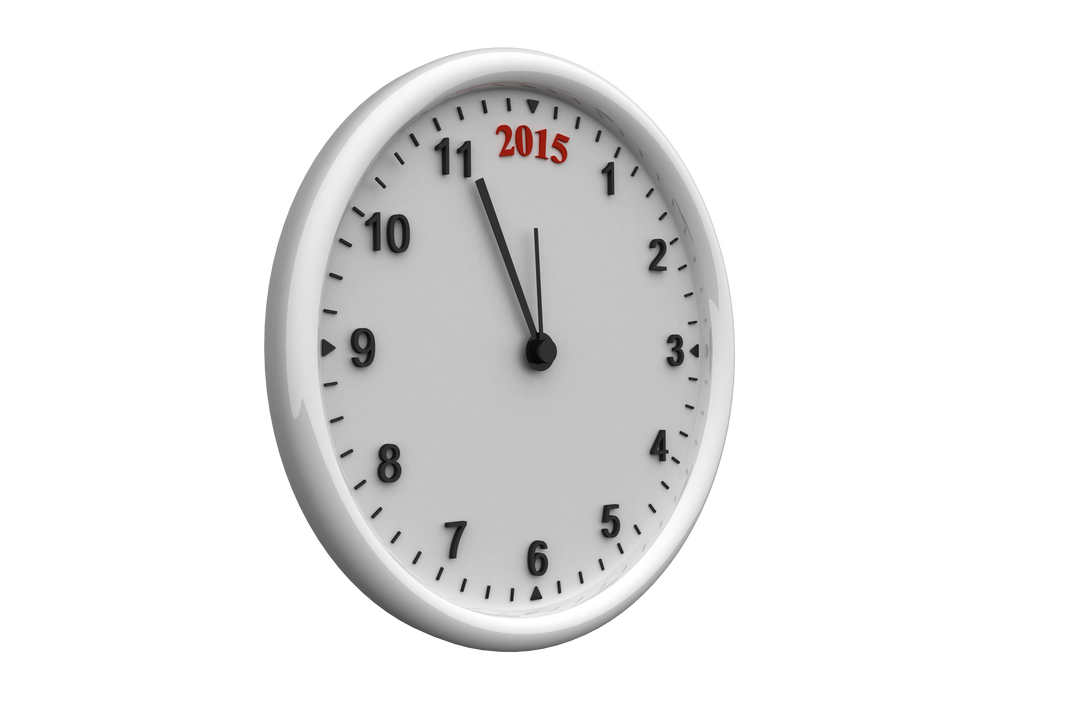 3D Clock Strikes Midnight 2015 Transparent Background Vector - Download Free Stock Images Pikwizard.com