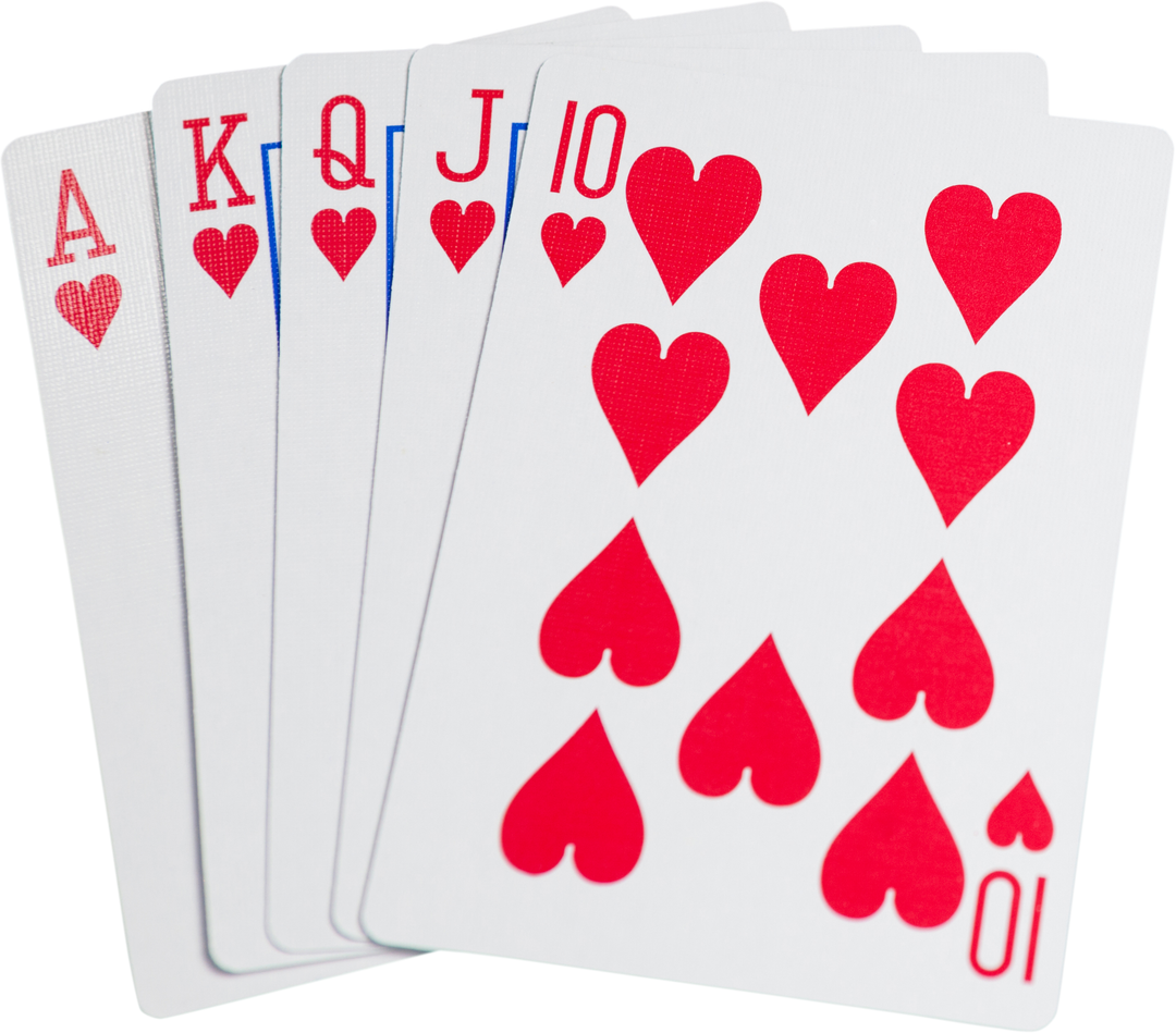 Royal Flush Playing Cards in Hearts on Transparent Background - Download Free Stock Images Pikwizard.com