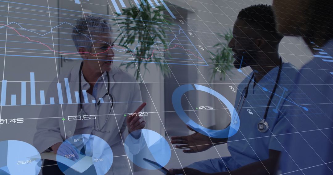 Medical Professionals Analyzing Graphs and Data in Healthcare Environment