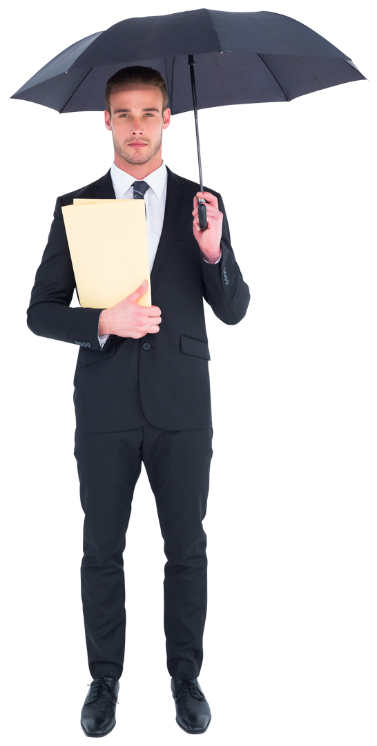 Transparent Businessman Holding Umbrella File Standing Formal Attire - Download Free Stock Images Pikwizard.com