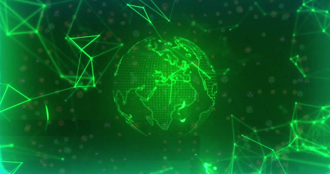 Futuristic Digital Globe with Green Network Connections