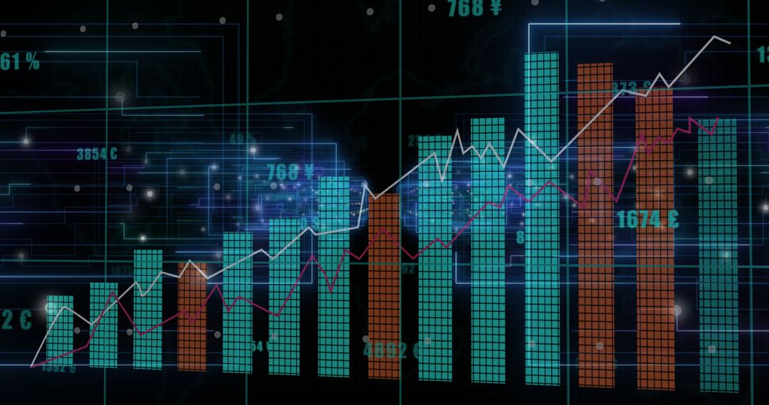 Dynamic Financial Growth Chart with Digital Data Streams
