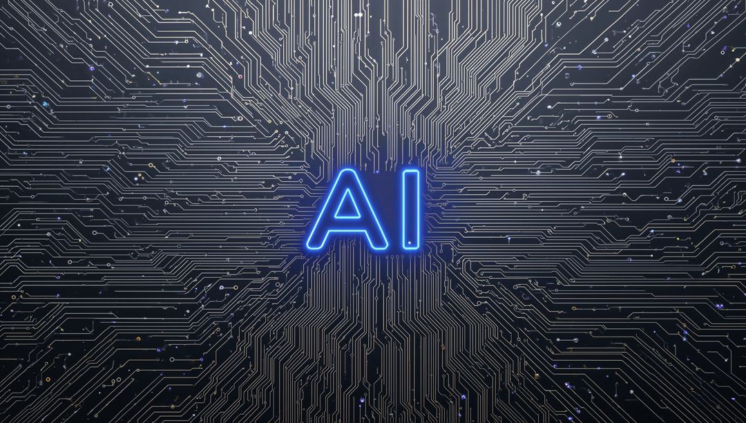 Futuristic AI Concept with Digital Circuit Background